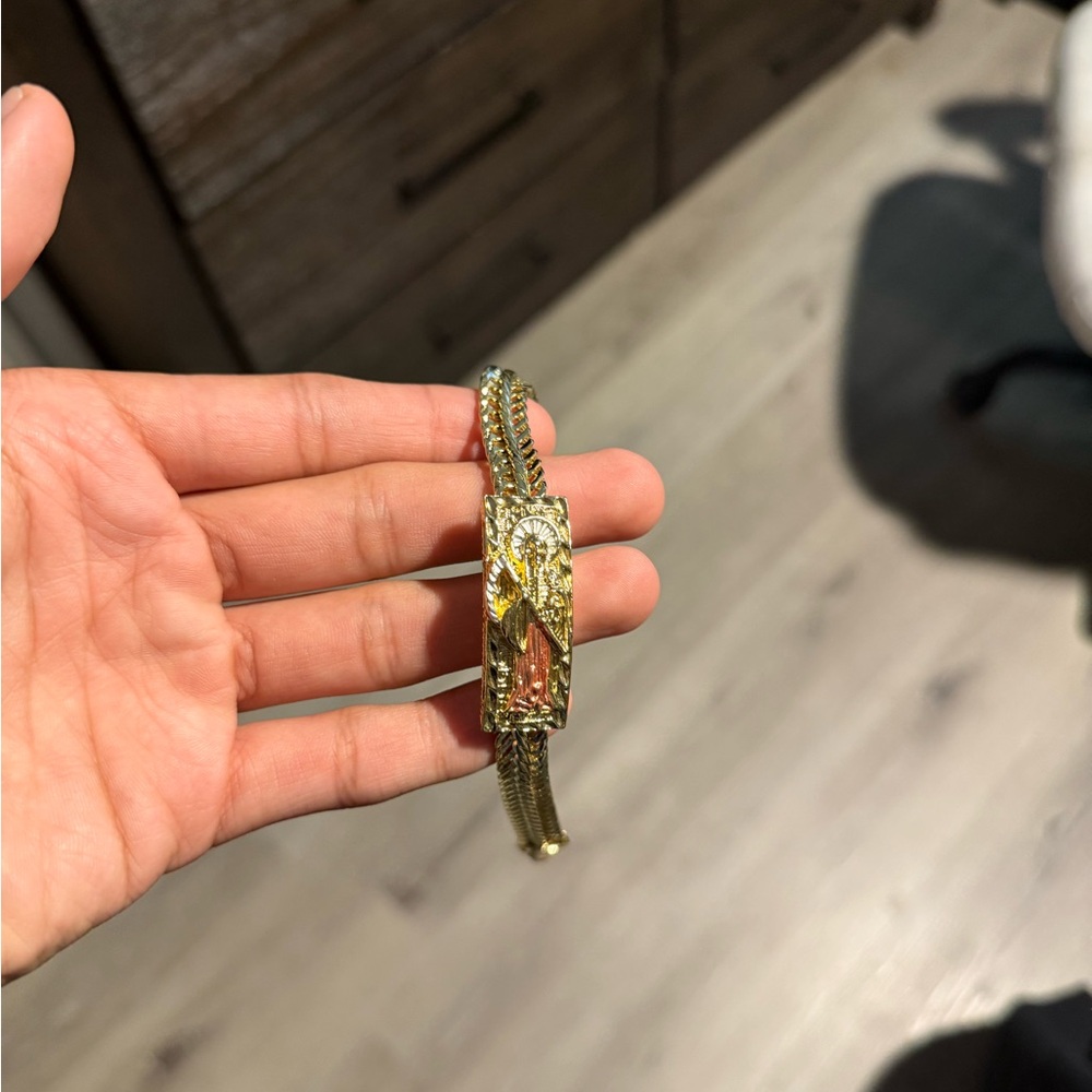 Gold and Silver Bracelet with Santa Muerte